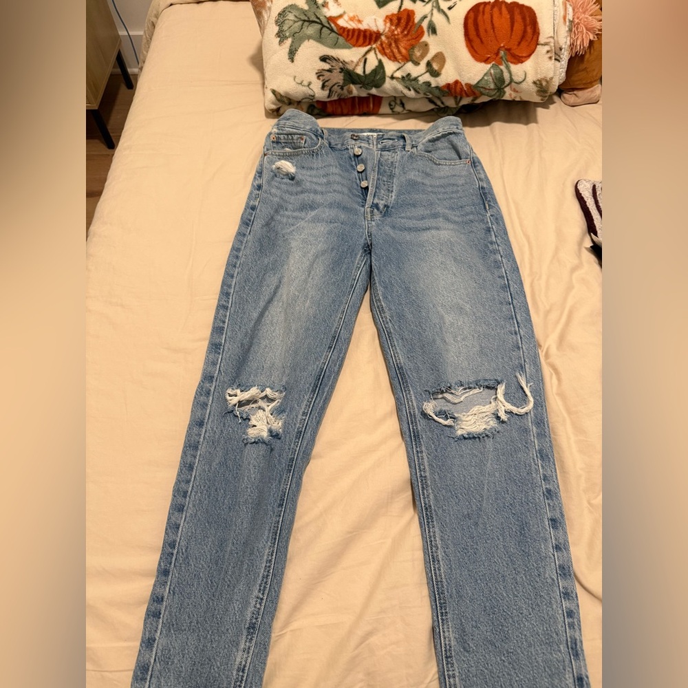 PacSun Ultra High Rise Slim Blue Distressed Women Jeans